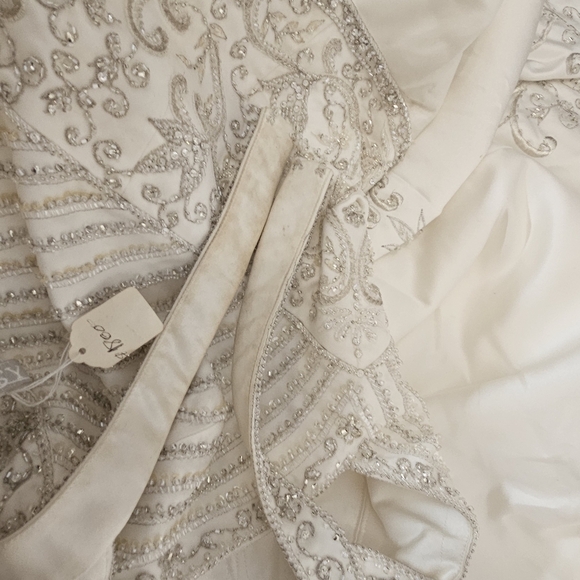 Elegant White and Silver Embellished Wedding Dress - Picture 6 of 8